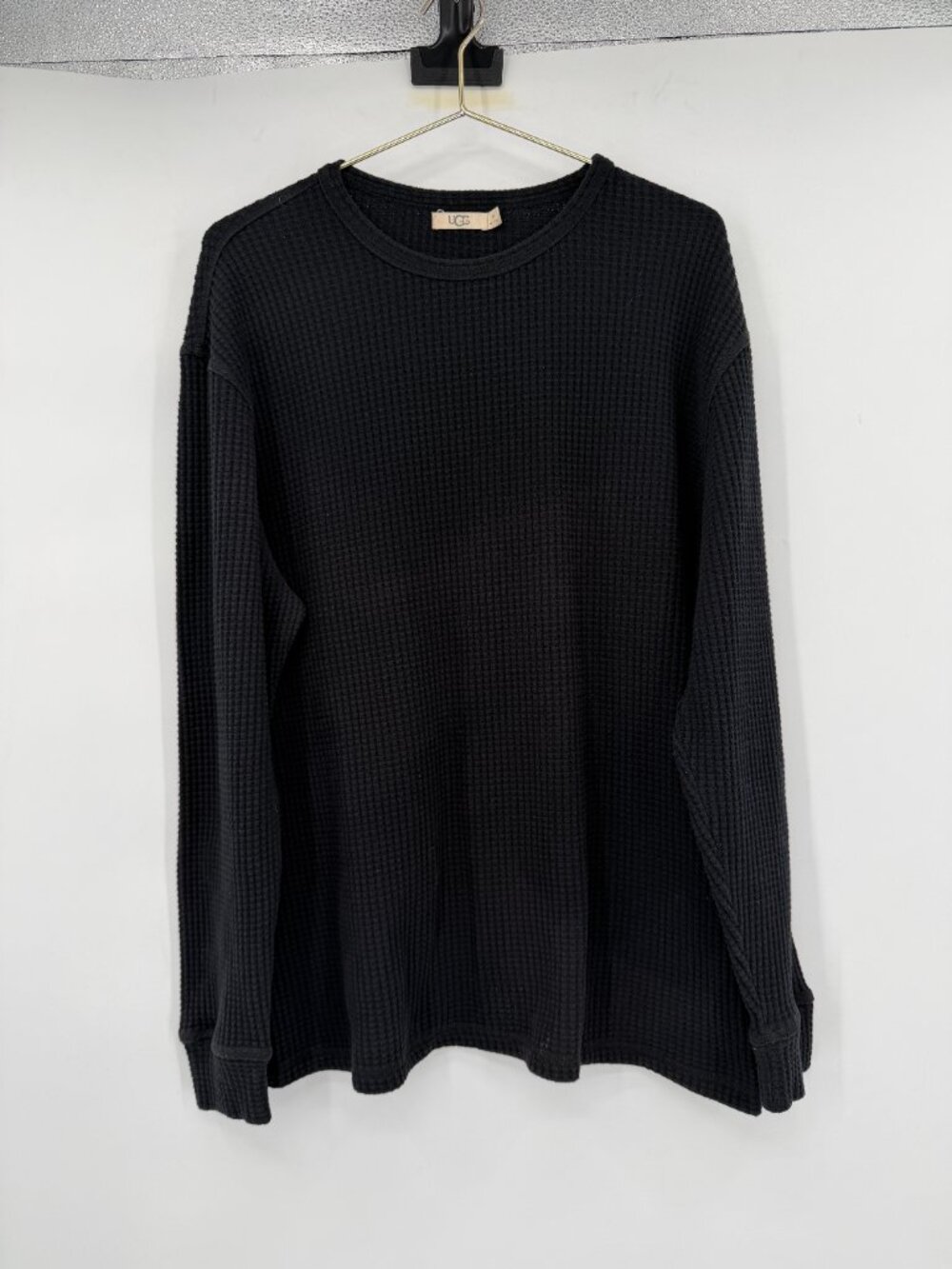 UGG Men’s XL Black Waffle Knit Crewneck Sweater Thermal Pullover Fall/Winter